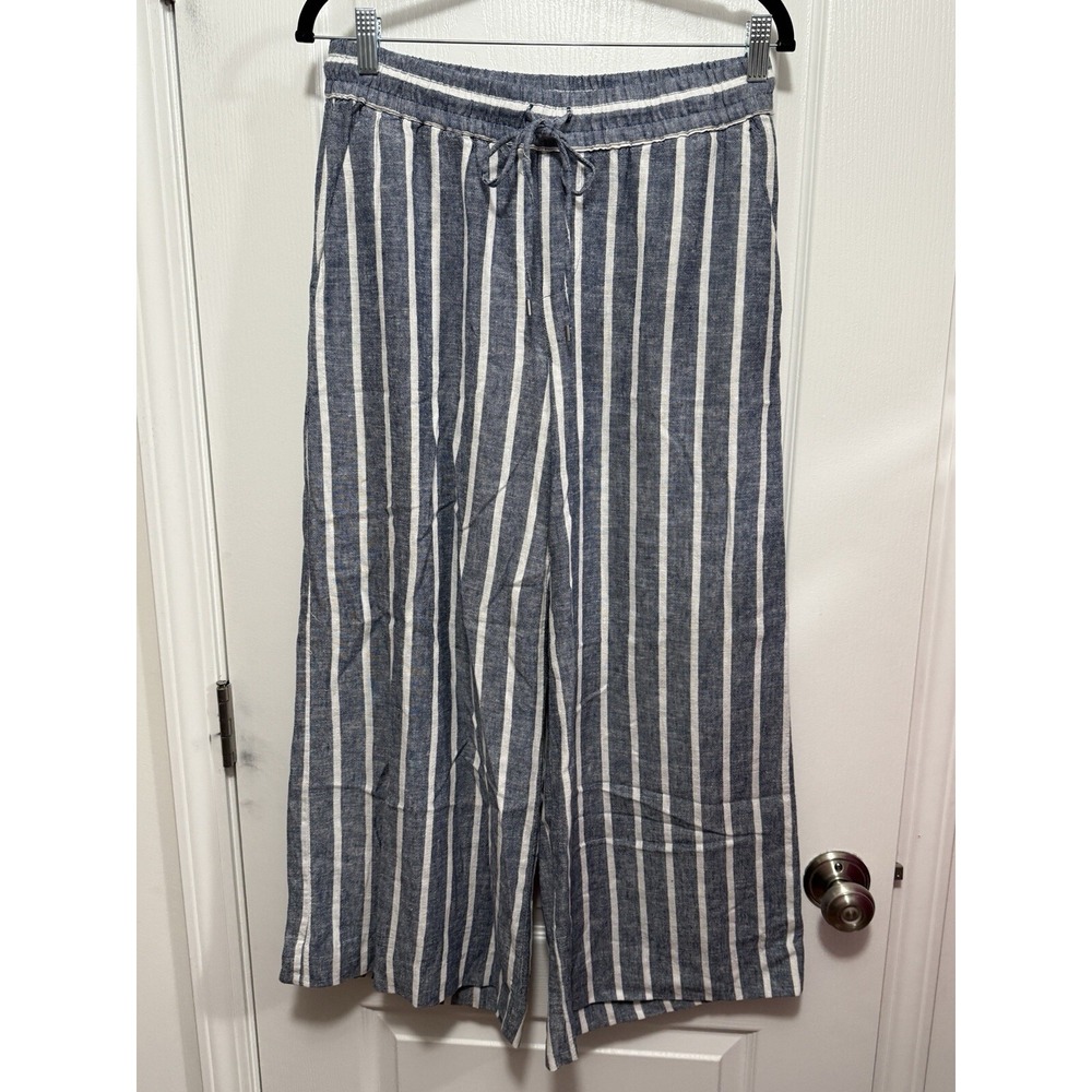 Chaps linen blend wide leg pants women's M coastal grandma lagenlook beach NWT